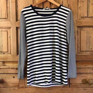 Athleta Small‎ Navy White Striped Shirt